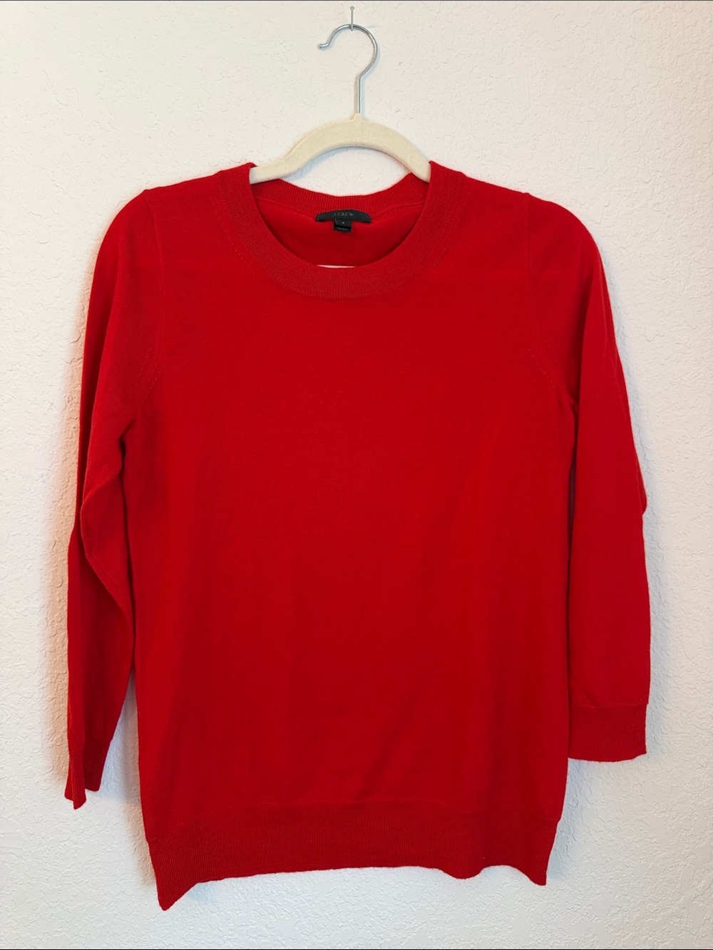 J. Crew Bright Red Lightweight Crewneck Sweater
